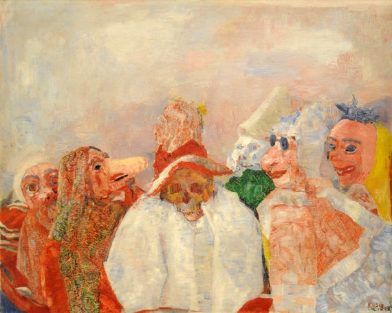 James Ensor - Masks Confronting Death 1888 Museum Quality Rolled