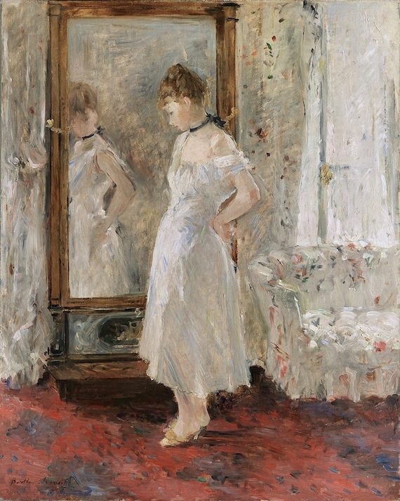 ベルト・モリゾ - プシュケの鏡 (1876) 手描き美術館品質のロール油絵