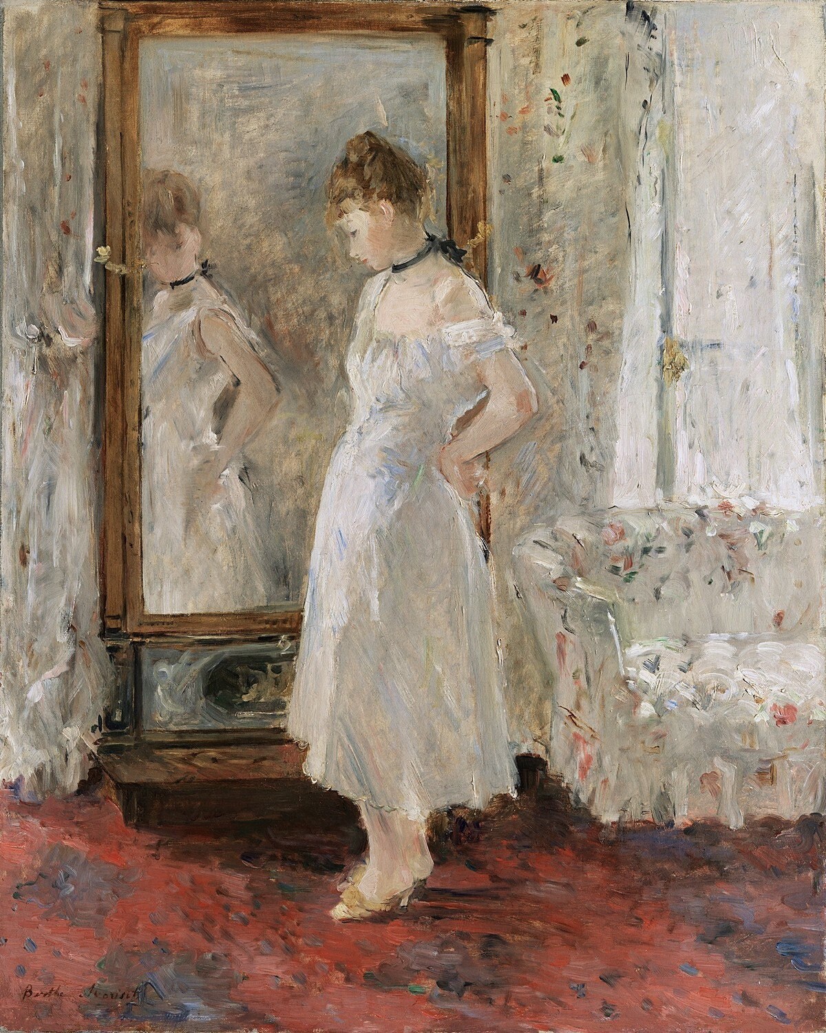 Berthe Morisot - the Psyche Mirror (1876) Hand Painted Museum