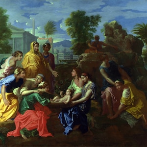 Nicolas Poussin - The Finding of Moses (1651) Museum Quality Rolled Oil Painting Reproduction (D4060)