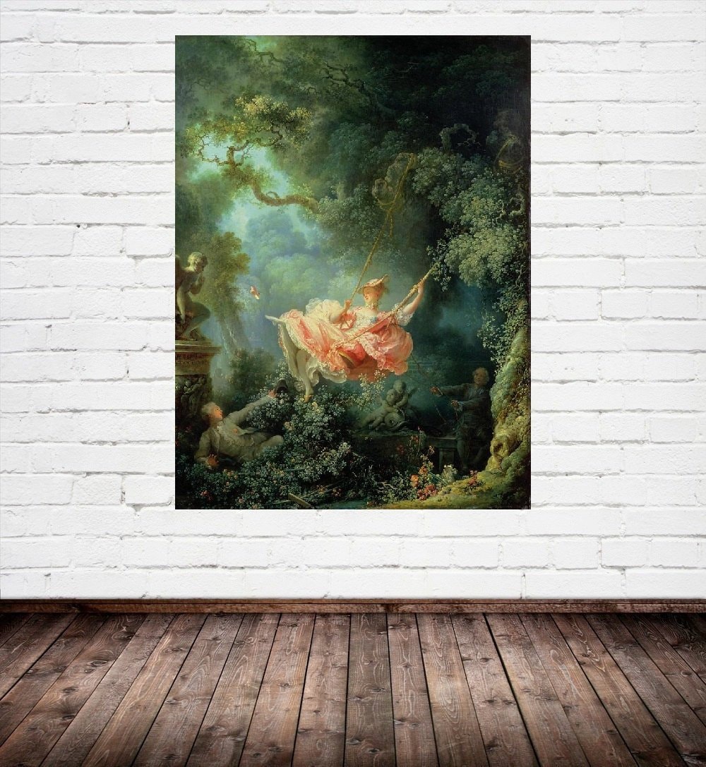 ジャン＝オノレ・フラゴナール「ブランコ」美術館品質のロールド油絵