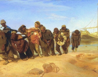 イリヤ・レーピン、ヴォルガ川の荷船曳き、Burlaki na Volge、リネン