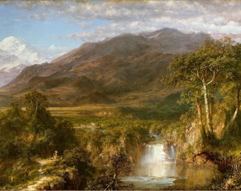 Frederic Edwin Church, Heart of the Andes 1859, Museum Quality Reproduction Oil Painting Fine Art (D465)