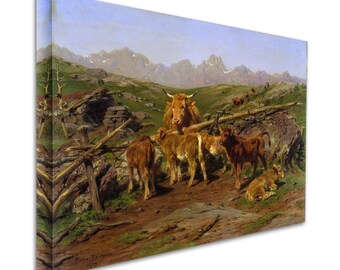 Toile Décorative Rosa Bonheur - “Sevrage Des Veaux”, Cadre Prêt à Accrocher, Plusieurs Coloris