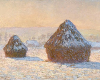 クロード・モネ作「積み藁、雪の効果」1891年、印象派、キャンバスに