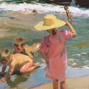 Joaquin Sorolla y Bastida - Young Amphibians 1903 Museum Quality Rolled Oil Painting Reproduction (D4560)