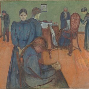 Edvard Munch Death Sickroom (1893) Museum Quality Rolled Oil Painting Reproduction (D5060)