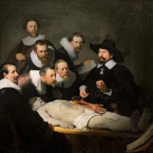 Rembrandt - Anatomy Lesson of Dr Nicolaes Tulp 1632 Museum Quality Rolled Oil Painting Reproduction (D4560)