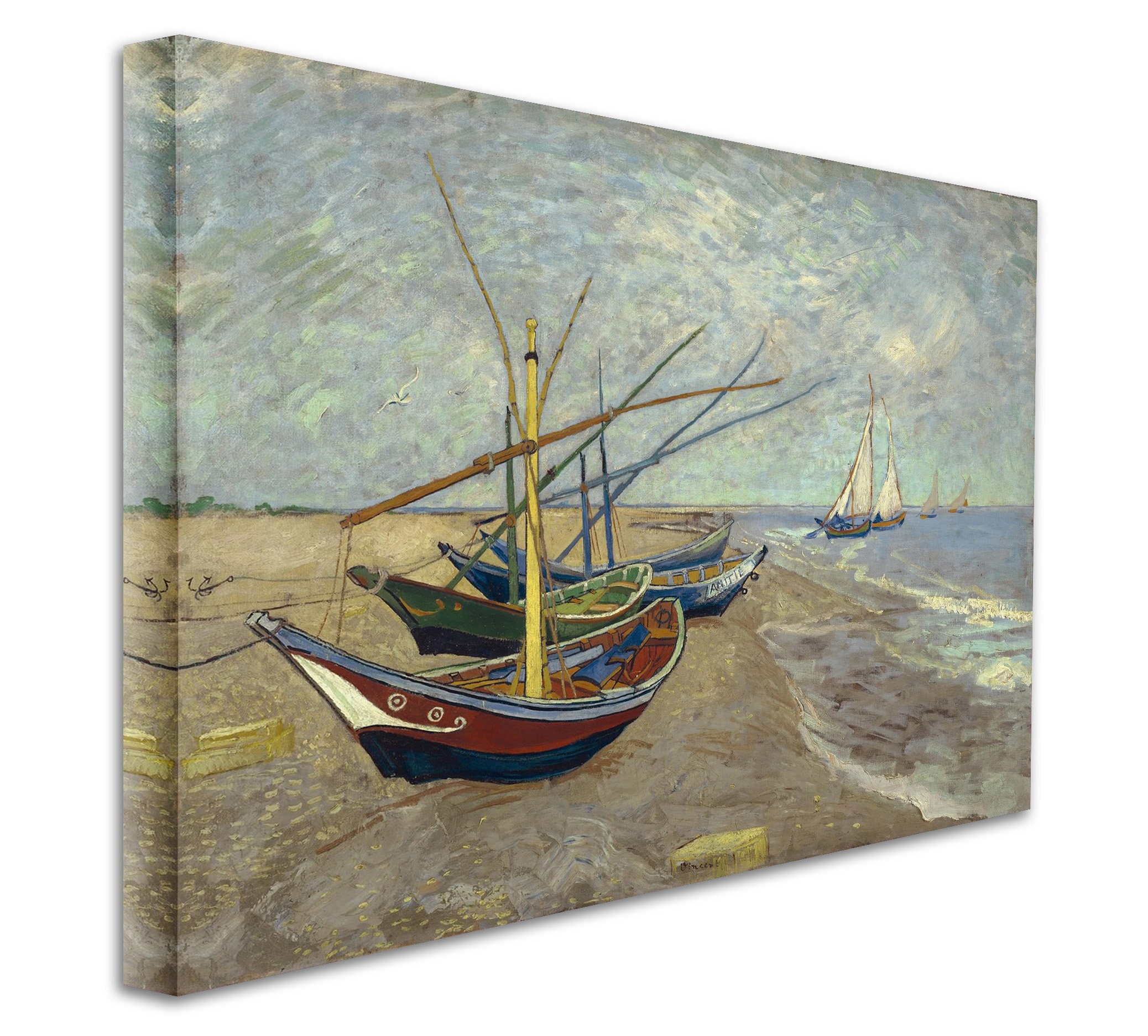フィンセント・ファン・ゴッホ - 浜辺の漁船 1888年 美術館品質の