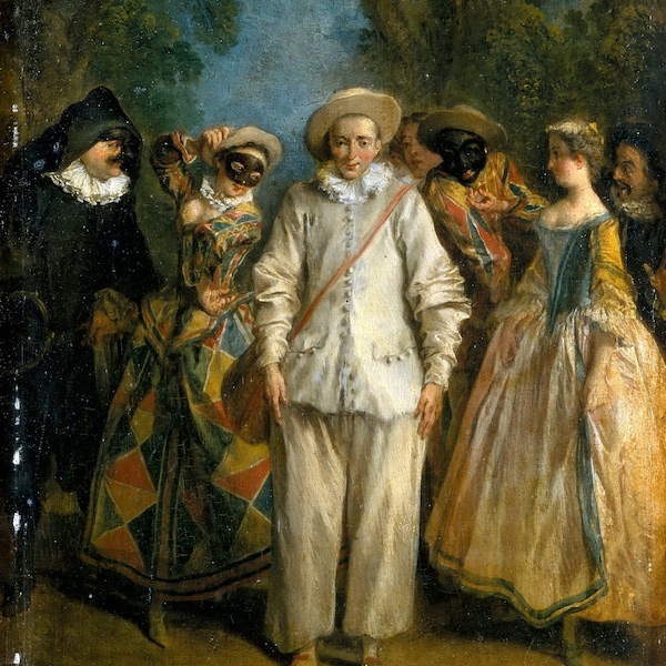 Nicolas Lancret (1690-1743) - Commedia dell’Arte Players, Hand Painted Museum Quality Oil Painting Reproduction (D6050)
