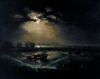 Joseph Malford William Turner - Fischer auf See c1796 Reproduktion eines gerollten Ölgemäldes (D4560)