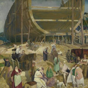 George Wesley Bellows - Shipyard Society 1918 Museum Quality Rolled Oil Painting Reproduction (D5060)