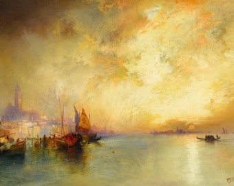 Thomas Moran - View of Venice (1897) Museum Quality Oil Painting Reproduction (D4060)