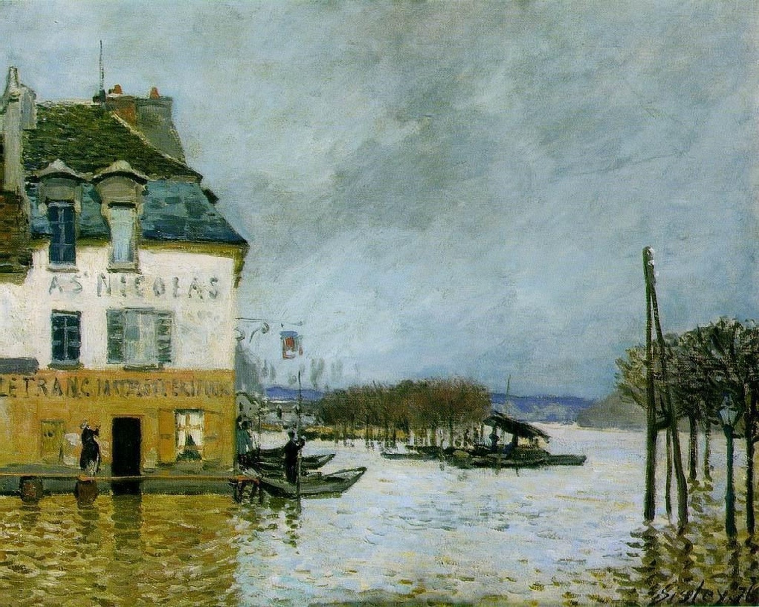 アルフレッド・シスレー - ポール・マルリーの洪水 1872年 美術館品質