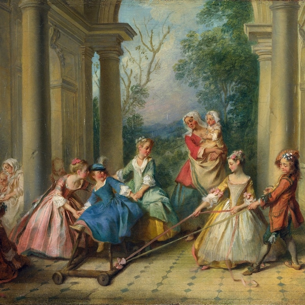 Nicolas Lancret - Les quatre âges de l’homme Enfance c1735 Musée Qualité Peinture à l’huile Reproduction (D4560)