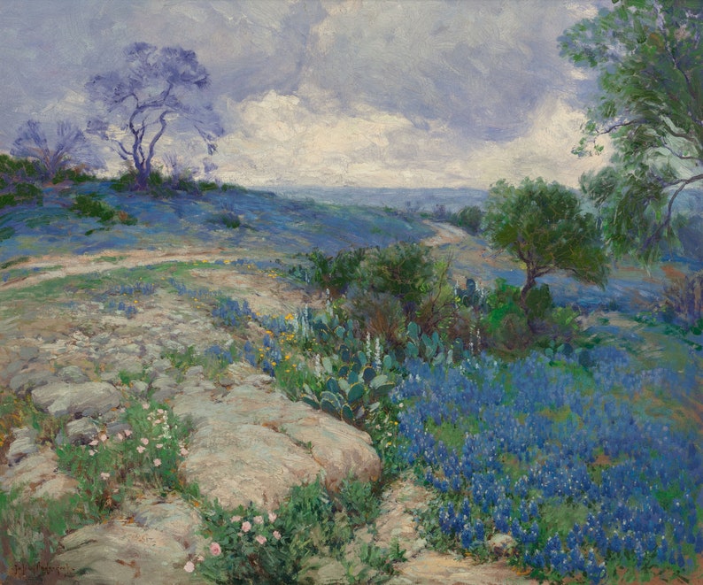 Julian Onderdonk Texas Landscape With Bluebonnets Painting Etsy