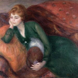 William James Glackens - Young Woman in Green c1915 Museum Quality Rolled Oil Painting Reproduction (D5060)