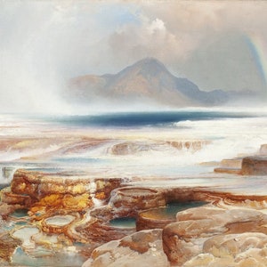 Thomas Moran - Hot Springs of the Yellowstone 1872 Museum Quality Rolled Oil Painting Reproduction (D3560)