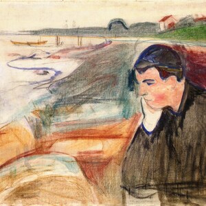 Reproduction de peinture à l&#39;huile laminée Edvard Munch, 1891, de qualité muséale (D4560)
