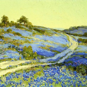 Julian Onderdonk Bluebonnets, Late Afternoon Rolled Oil Painting Museum Quality Reproduction (D4560)