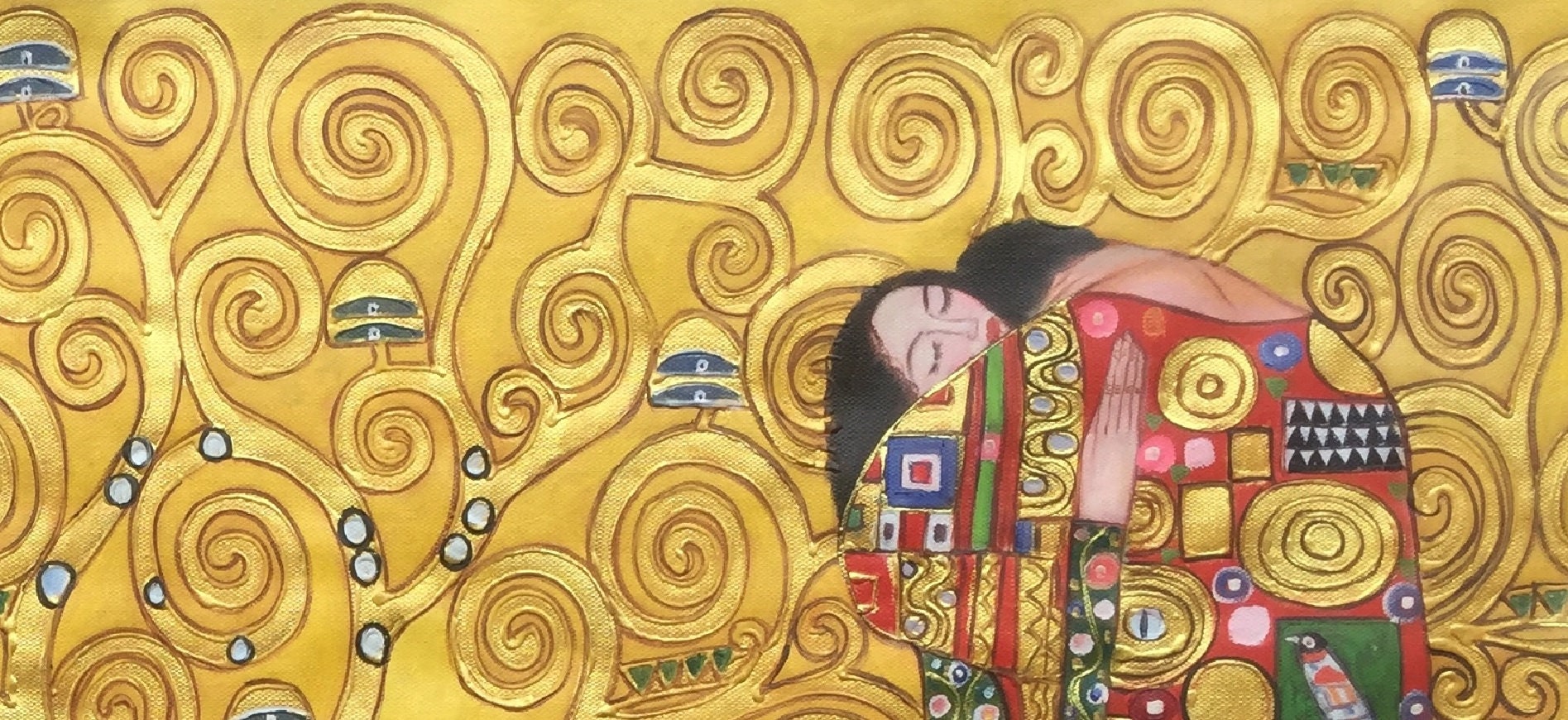 グスタフ・クリムト作「生命の樹（ストックレー・フリーズ）」手描き