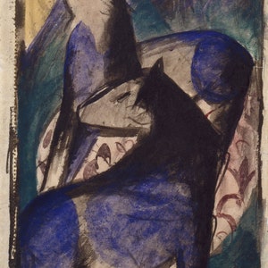 Franz Marc : Blue Horses (1913) Rolled Oil Painting Museum Quality Reproduction (D6040)