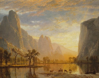 Reproducción de pintura al óleo de calidad de museo de Albert Bierstadt, Valle de Yosemite, 1870 (D4060)