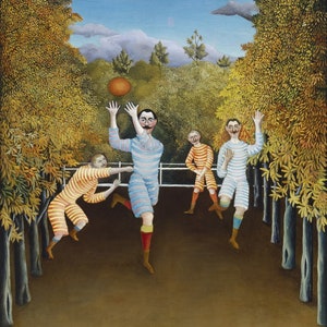 Henri Rousseau - The Football Players (1908) Museum Quality Rolled Oil Painting Reproduction (D6045)