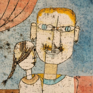Paul Klee : Adam and Little Eve (1921) Hand Painted Museum Quality Rolled Oil Painting Reproduction (D6050)