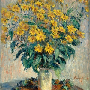 Claude Monet - Jerusalem Artichoke Flowers (1880) Museum Quality Rolled Oil Painting Reproduction (D6045)