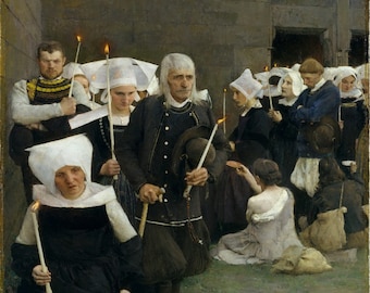 Pascal-Adolphe-Jean Dagnan-Bouveret - The Pardon in Brittany (1886) Museum Quality Rolled Oil Painting Reproduction (D6045)