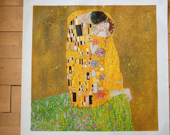 15% OFF Gustav Klimt The Kiss Hand Painted Oil Painting 24"x24" | 60x60cm Museum Quality Reproduction