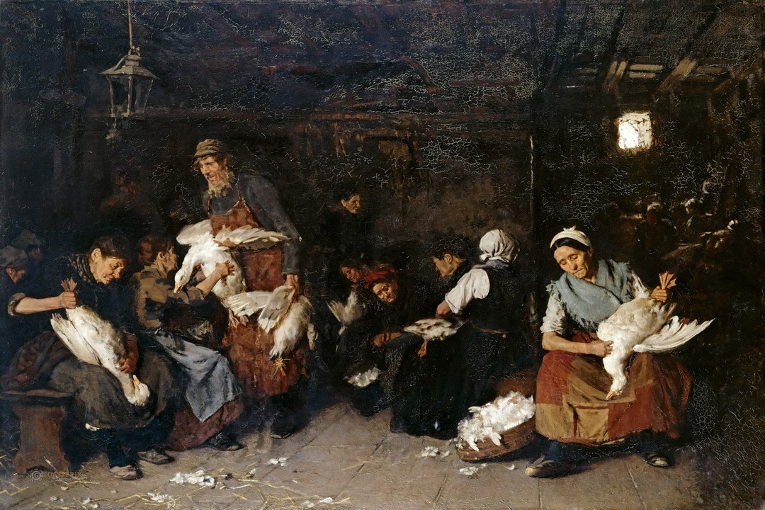 マックス・リーバーマン - ガチョウの羽をむしる女性たち (1872