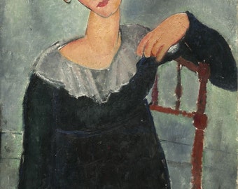 アメデオ・モディリアーニ 赤毛の女 1917年 美術館品質のロールド油絵