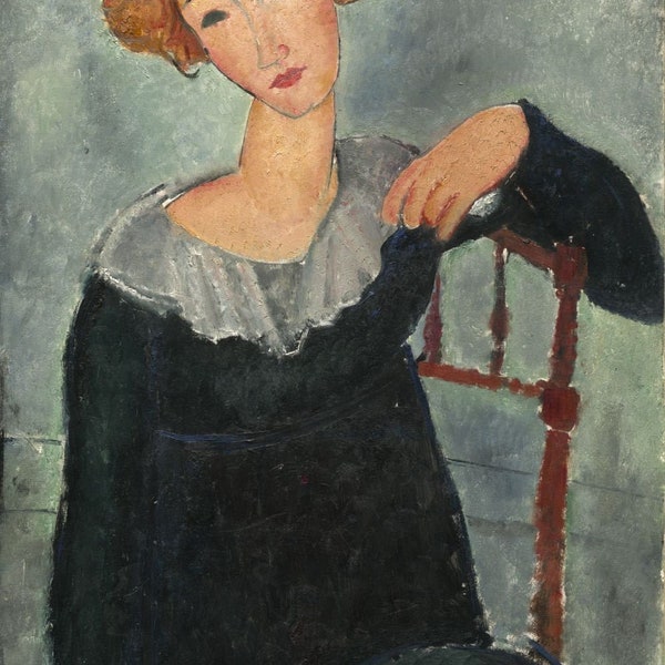 Amedeo Modigliani Woman with Red Hair 1917 Museum Quality Oil Painting Reproduction (D6040)
