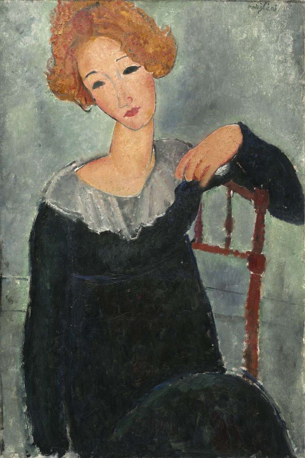 アメデオ・モディリアーニ 赤毛の女 1917年 美術館品質のロールド油絵
