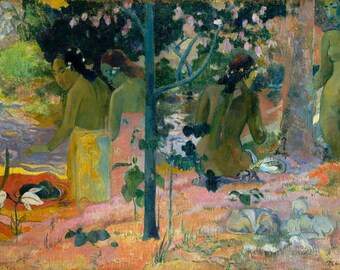 ポール・ゴーギャン - 水浴者たち (1897) 美術館品質のロールド油絵