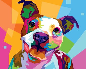 Custom Pet Pop Art Oil Painting Your Pet to WPAP Pop Art Portrait (D50)