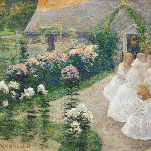 John Henry Twachtman - On the Terrace c1890-1900 Museum Quality Rolled Oil Painting Reproduction (D5060)