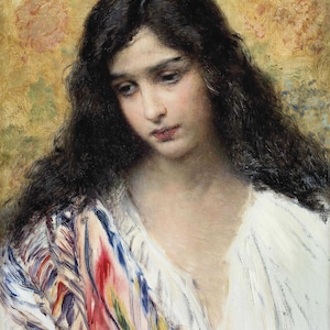 Konstantin Makovsky - A Russian Beauty (c1900) Museum Quality Rolled Oil Painting Reproduction (D6040)