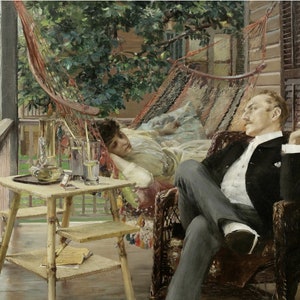 Robert Frederick Blum - Two Idlers (1888-89) Museum Quality Rolled Oil Painting Reproduction (D4060)