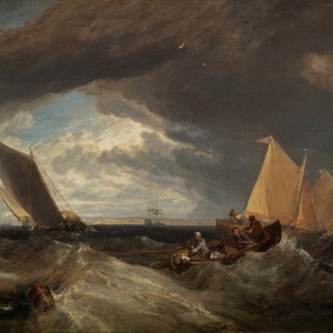 Joseph Mallord William Turner - The Junction of the Thames and the Medway 1807 Museum Quality Rolled Oil Painting Reproduction (D4560)