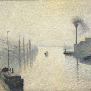 Camille Pissarro - L&#39;Île Lacroix, Rouen (The Effect of Fog) 1888 Museum Quality Rolled Oil Painting Reproduction (D5060)