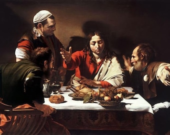 Caravaggio, Supper at Emmaus 1601 Museum Quality Oil Painting Reproduction (D4060).