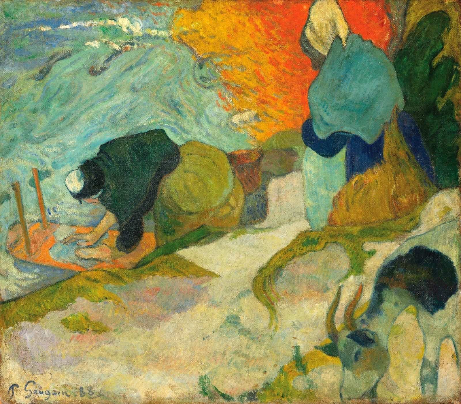 ポール・ゴーギャン：アルルの洗濯婦（1888年）美術館品質のロールド