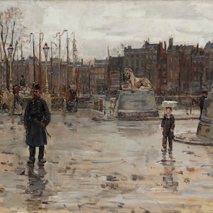 Isaac Israels - At the Koningsbrug, Rotterdam (1882) Museum Quality Rolled Oil Painting Reproduction (D4060)