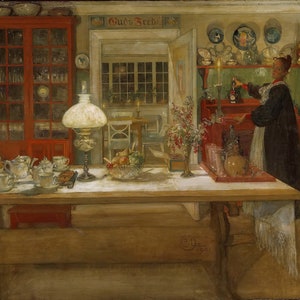 Carl Larsson - Getting Ready for a Game 1901 Museum Quality Rolled Oil Painting Reproduction (D4560)