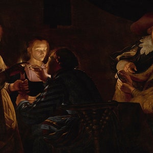 Adam de Washer (1586-1643) - Kartenspieler bei Kerzenschein - Reproduktion gerollter Ölgemälde in Museumsqualität (D4060)