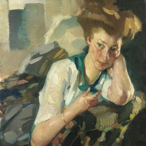 Leo Putz (1869-1940) - Portrait of a Young Woman, Hand Painted Museum Quality Rolled Oil Painting Reproduction (D6050)