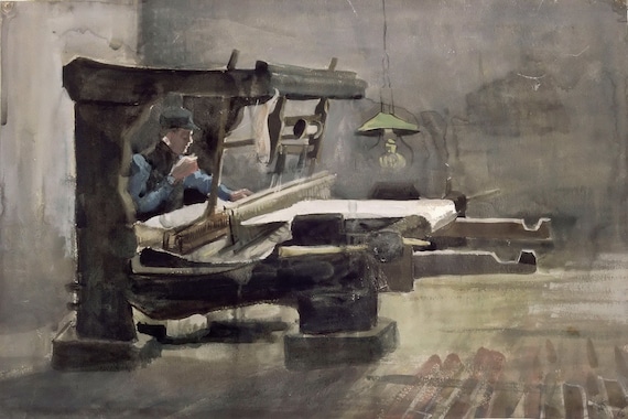 フィンセント・ファン・ゴッホ - 右を向く織工（1884年）美術館品質の